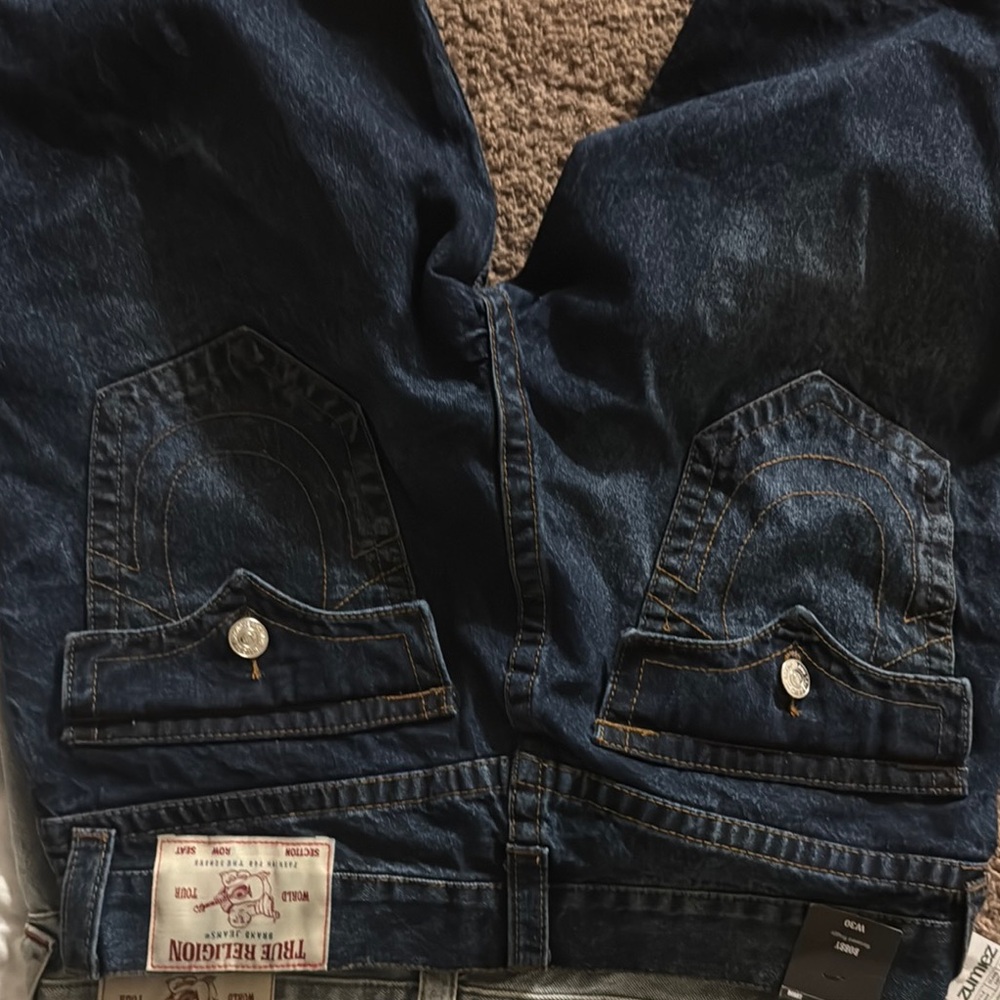 True Religion Dark Wash Jeans with Signature Pockets